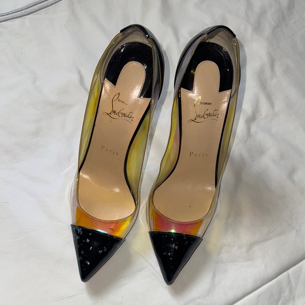Christian Louboutin Black and Gold Stiletto Heels
